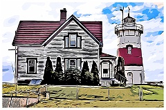 Stratford Point Light Digital Painting